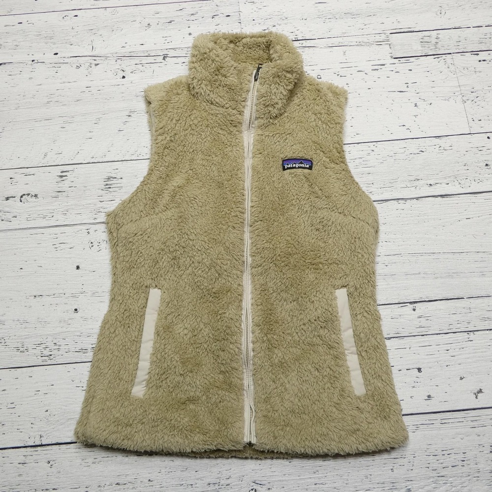 Patagonia Vest Womens XS Tan Full Zip Furry Fleece Sherpa Retro Pile ELKH Jacket